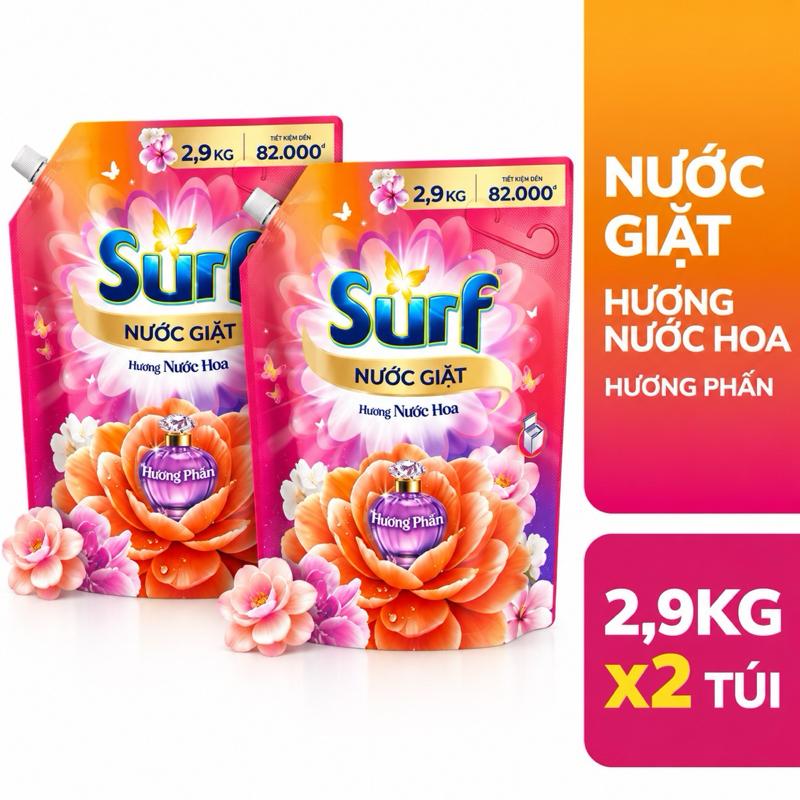 Surf Combo 2 Túi Nước Giặt Hương Nước Hoa Huong Phan 2.9kg - Chăm Sóc Trang Trí Không Gian Thơm Mát & Thư Giãn