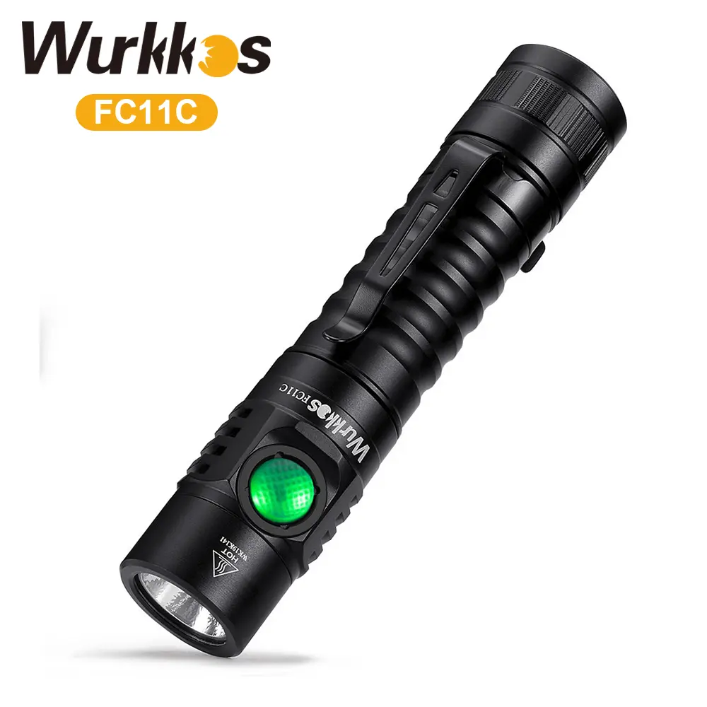 Wurkkos FC11C Pocket EDC Flashlight 519A LED 18650 3000mah LED 1200lm Mini Light USB-C Rechargeable Magnetic Tail 4000k-5000k Lamp