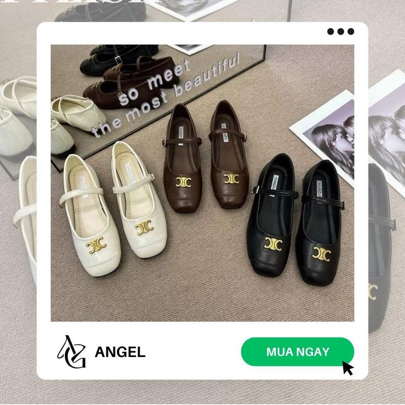 Angel Giày Búp Bê Nữ Giày Bệt Chữ X, giày búp bê mary jane Thời Trang Dễ Phối Đồ, giày đế bệt Full Box N10, giày lười nữ đẹp Màu Trắng Nâu Đen sang trọng Đổi Size Trả Hàng 30 Ngày Miễn Phí Lỗi Gửi Nhầm