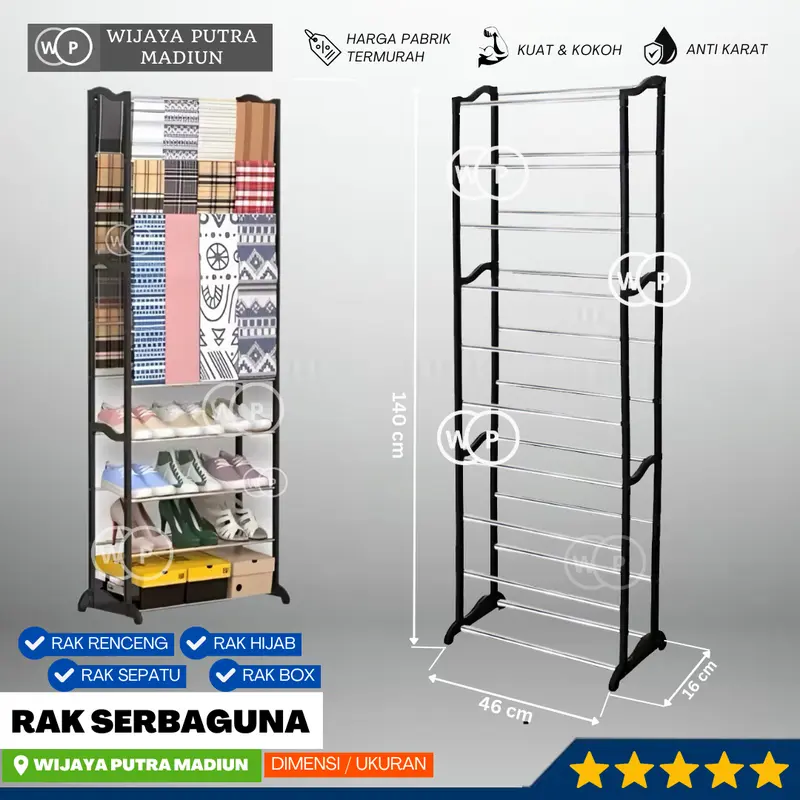 Rak Rencengan Stainless Plastik untuk Jualan - Multifungsi untuk Warung dan Toko Kelontong - Furniture - Bisa juga untuk Rak Sepatu dan Rak Hijab 1