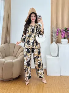 One Set Fuji Rayon Premium Setelan Wanita Panjang Modern Viral Kekinian Bahan Rayon Nyaman Size Standar Jumbo