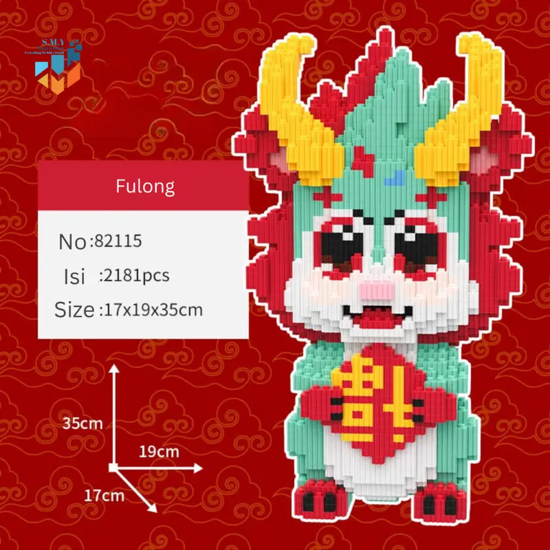 Nano Blocks CNY New Year Edition Medium 3D Model, Mainan Blok Susun, Blok Konstruksi DIY, Dekorasi Hiasan Karakter Animasi, hadiah Kado Anak 8
