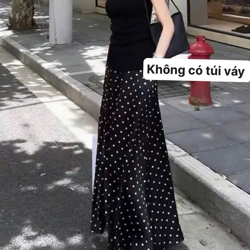 Dáng chữ A - 90cm - Chân váy lụa họa tiết basic đơn giản dễ mix đồ - N Chusa