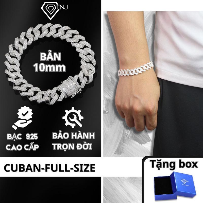 Lắc tay cuban bạc nam đính đá bản 10mm cao cấp LTA0172 - Trang Sức TNJ