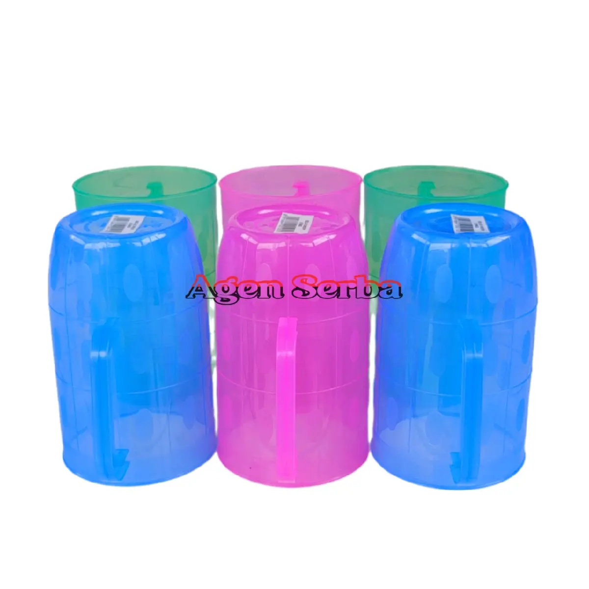 6 Pcs Gelas Beer Gagang Tantos / Gelas Gagang Plastik Warna Bening / Mug Cangkir Minum, Es Teh Manis Food Grade Kitchenware Minuman