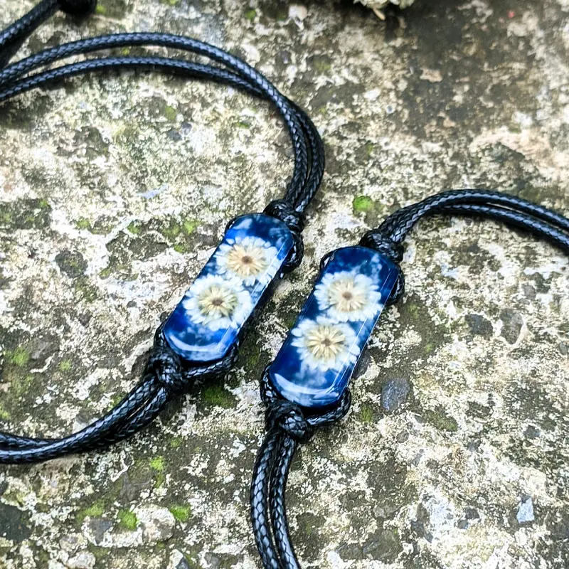 gelang couple resin glow in the dark / gelang resin edelweiss / gelang  Laki-laki Perempuan Liontin Tali Bracelets 5