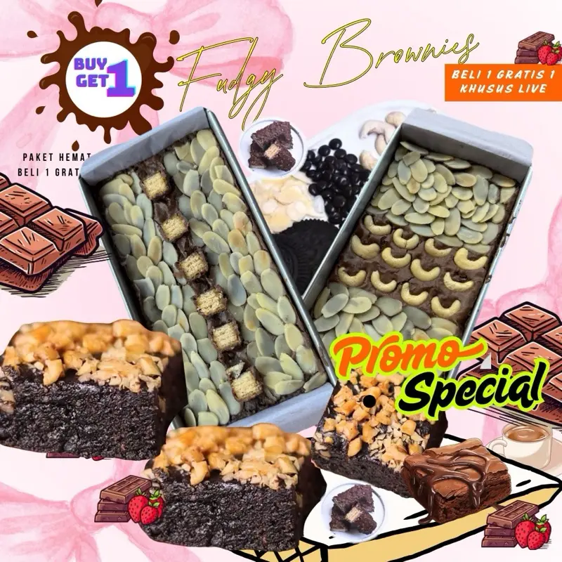 [BELI 1 GRATIS 1] Fudgy brownies 2BOX size 20x10x3 cm asli drack coklat premium