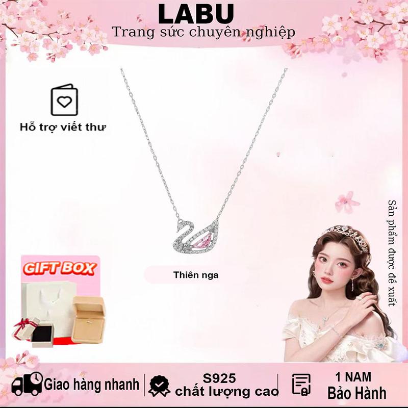 Dây chuyền thiên nga LABU Crystal Swan Necklace Dây chuyền bạc nữ-Quà tặng/Ngày lễ/Hàng ngày