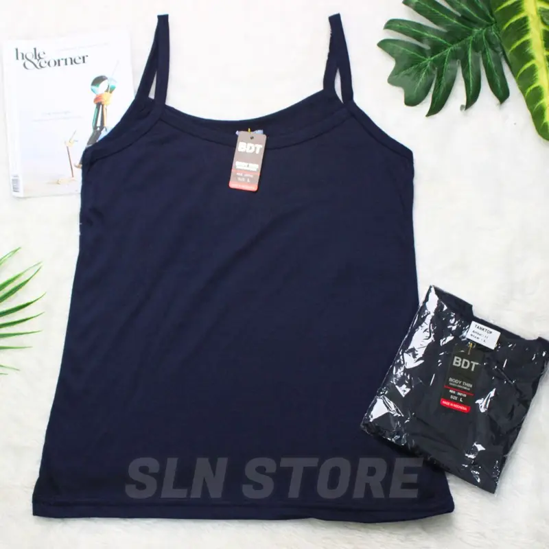 TANKTOP PREMIUM WANITA BODYTHIN / SINGLET PEREMPUAN TALI KECIL TANK TOP L - XL - XXL Hitam Putih Navy Pink Tebal Nyaman 8