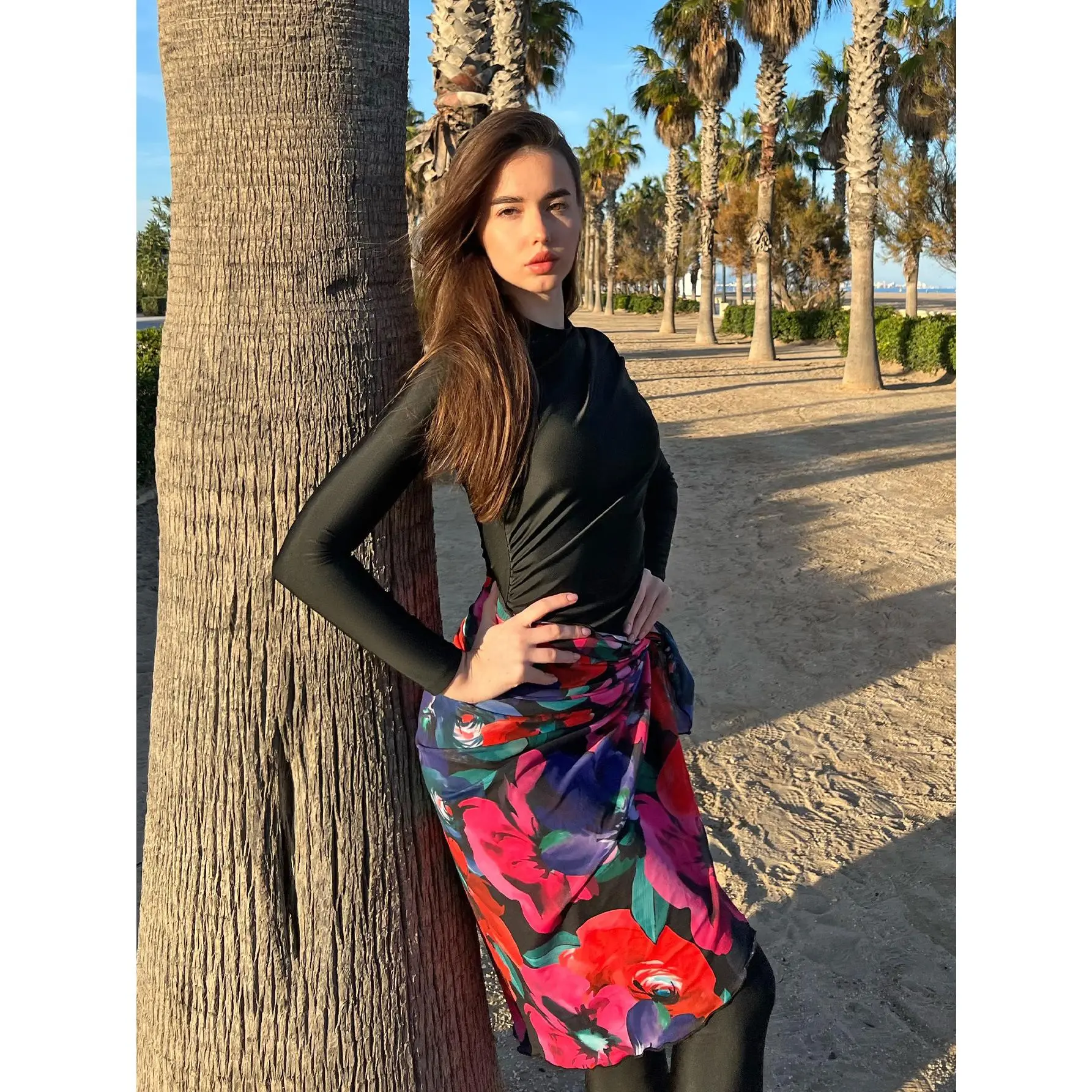 New Muslim Conservative Middle East Solid Color Long-Sleeved Trousers Sun Protection Beach Swimsuit Three Piece Swimsuit
