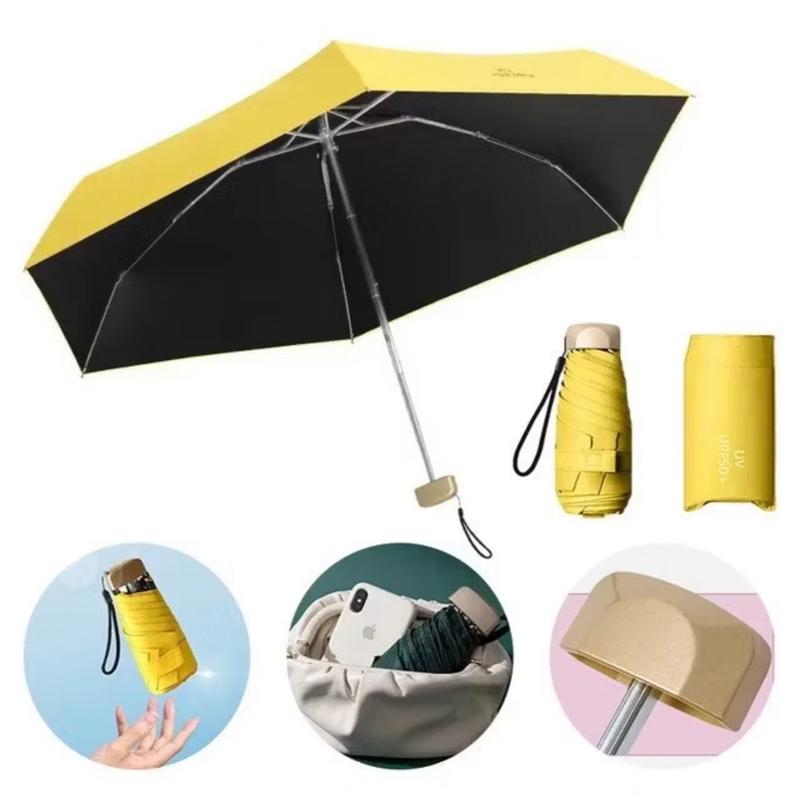 Payung Kapsul Gepeng Lipat Anti UV UPF 50+ Free Pouch Motif Polos Folding Umbrella Ultra Violet Payung Tabir Surya Hujan atau Panas 3