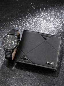 Conjunto de reloj para hombre estilo business casual con caja de regalo y billetera, perfecto para uso diario y ocasiones especiales como el Día del Padre, cumpleaños y Acción de Gracias