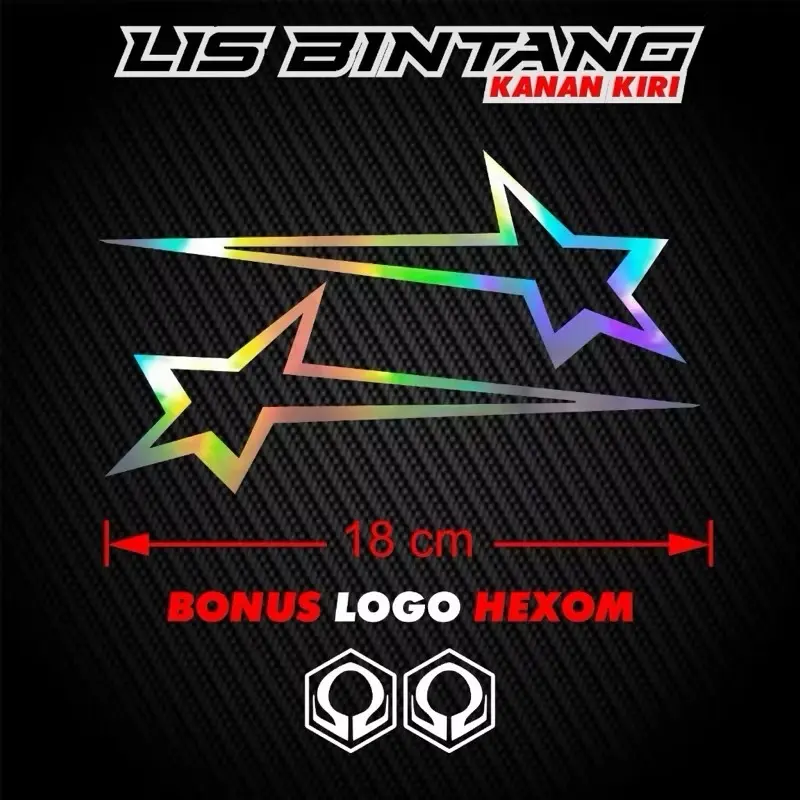 ￼Sticker cutting bintang jatuh 2pcs kanan kiri variasi body motor helm berkualitas Stiker cuting pasangan bintang untuk helmet sepeda montor kekinian Motorcycle