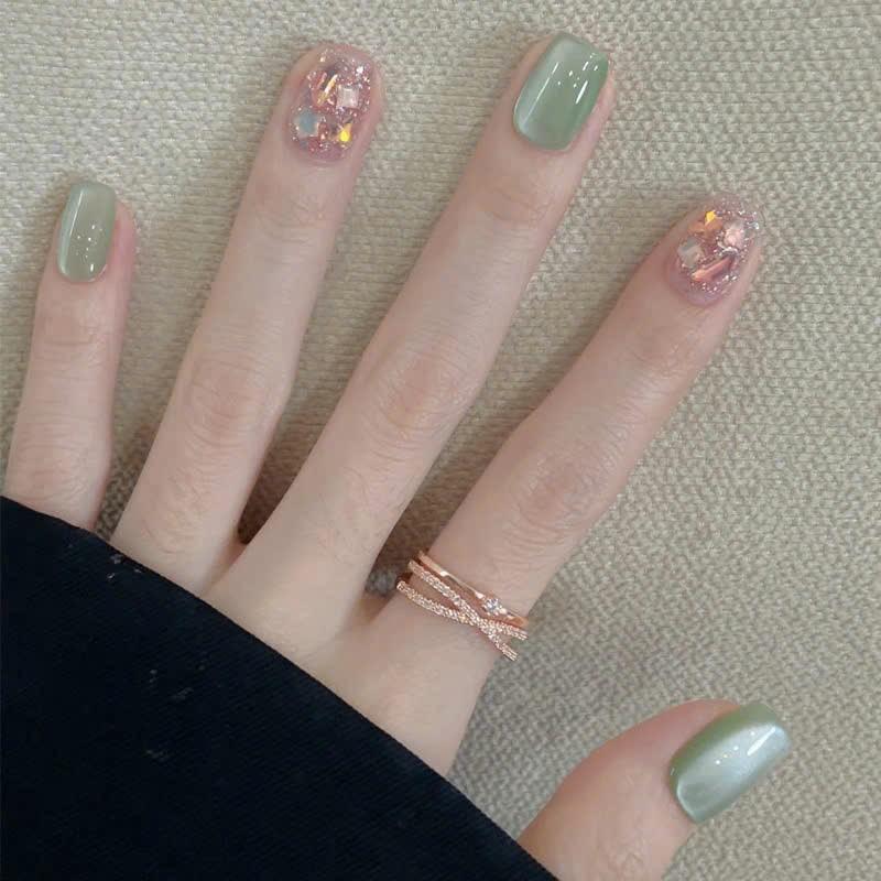  Mã M558 mẫu nail  30 nail giả mắt mèo cao cấp kèm keo 