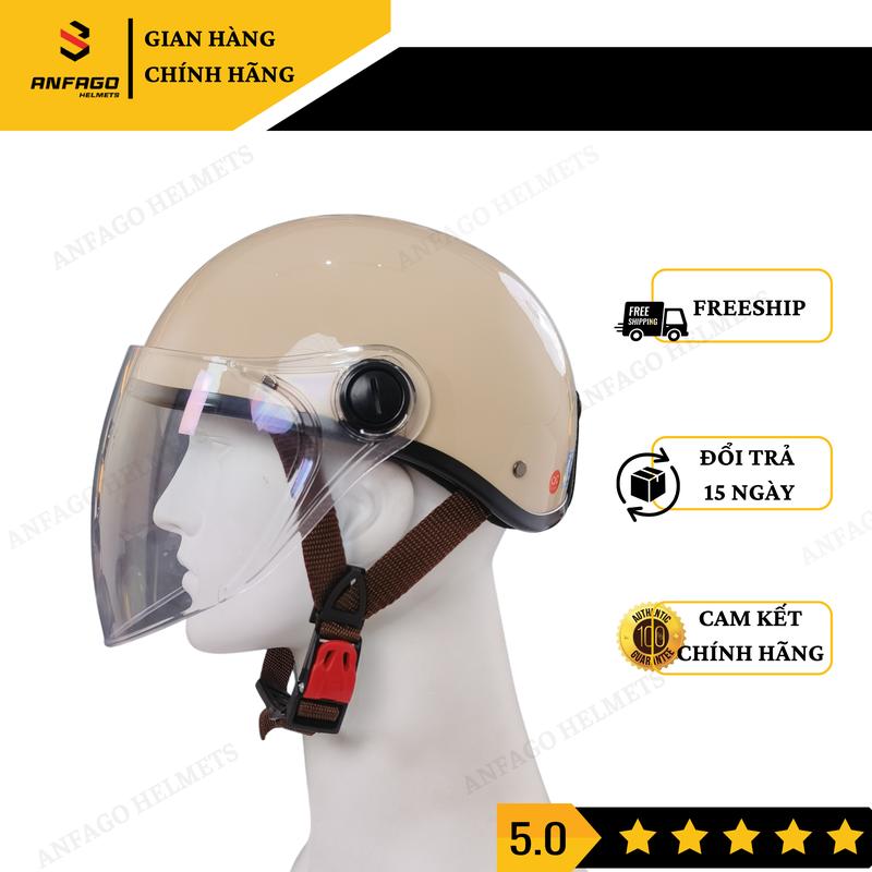 [FREESHIP] Mũ Bảo Hiểm Nửa Đầu Có Kính Dài ANFAGO – Chính Hãng, Nhẹ, Gọn, Chống Gió – Phù Hợp Cả Nam & Nữ