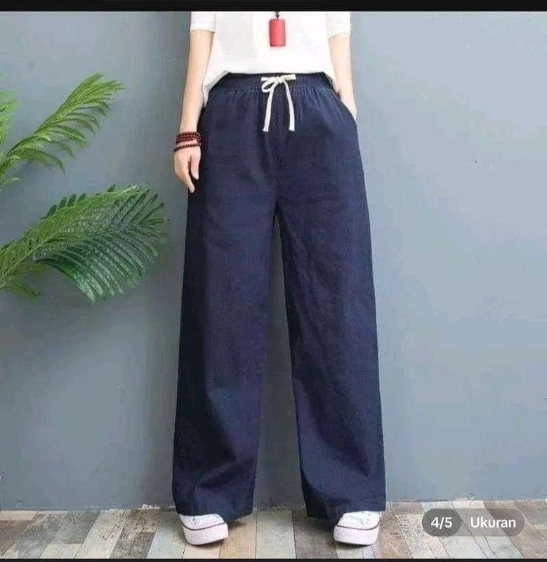 celana kulot highwish/CELANA KULOT WANITA RAMI LINEN PREMIUM/CELANA WANITA TERKINI CELANA KULOT TERLARIS Kain Panjang Kaki Karet Nyaman Putih Tebal Lembut 4