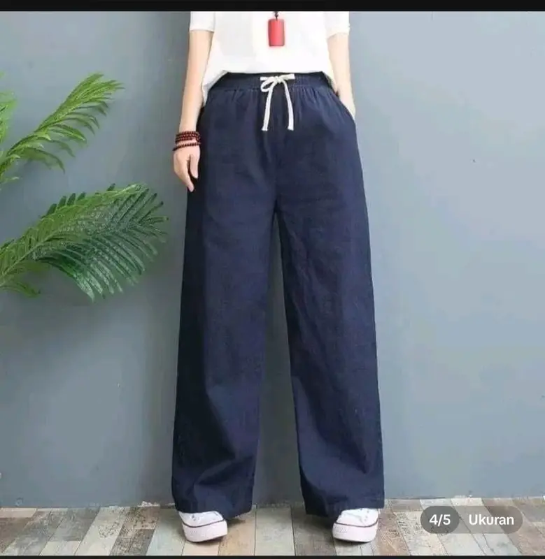 celana kulot highwish/CELANA KULOT WANITA RAMI LINEN PREMIUM/CELANA WANITA TERKINI CELANA KULOT TERLARIS Kain Panjang Kaki Karet Nyaman Putih Tebal Lembut 4