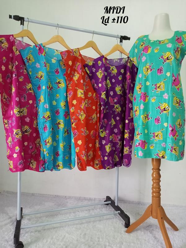 Paket Usaha 8pcs Daster Midi Rayon Santung - LD ±110 cm, Pj ±90 cm Motif Rayon 6