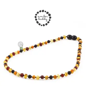 Amber Buddy | XB43M2 Kalung Amber Anak multicolour Black Glossy - 38cm Junior