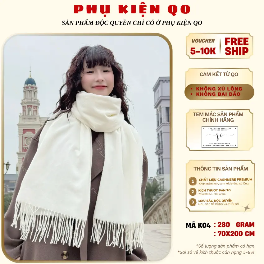 [XẢ KHO] Khăn Quàng Cổ Nam Nữ Trơn Chất Liệu Cashmere Dày Dặn Ấm Áp K33 & K04