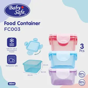 BabySafe - FC003 - Food Container 150 ml isi 3 pcs | Wadah Penyimpanan Makanan
