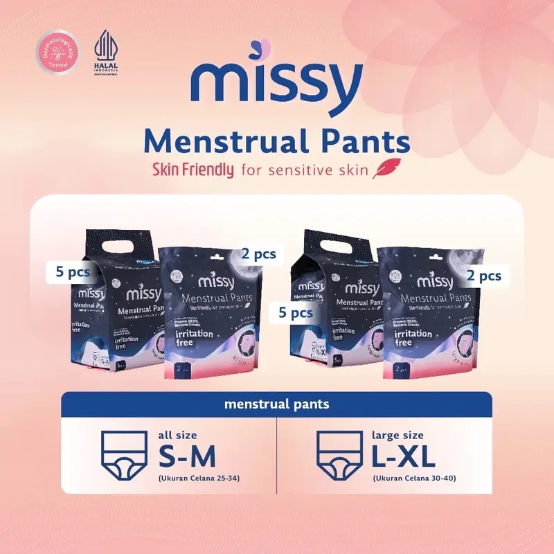 MISSY SKIN FRIENDLY SF Menstrual Pants Pembalut Celana Menstruasi Anti Bacterial All Size S-M Isi 5PCS 4