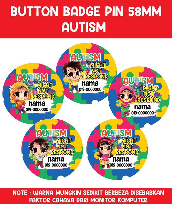 LENCANA BUTANG PIN / BUTTON BADGE SAFETY PIN - AUTISME BUDAK - TikTok ...