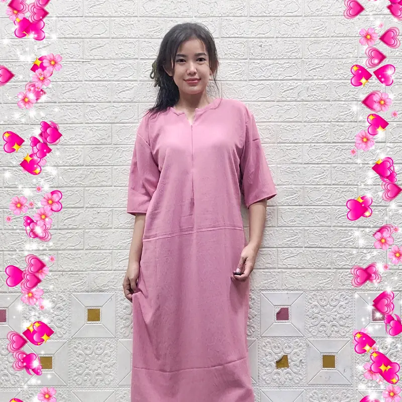 Gamis Daster Krinkle Airflow Lengan 3/4 Resleting Busui Wudu Friendly 7