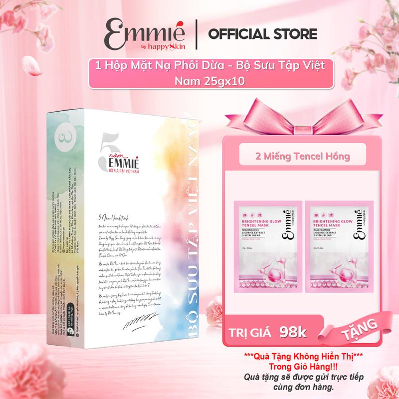 ĐỘC QUYỀN Hộp 10 mặt nạ sinh học phôi dừa siêu tinh chất Emmié by Happyskin - Bộ sưu tập Việt Nam 25g x 10