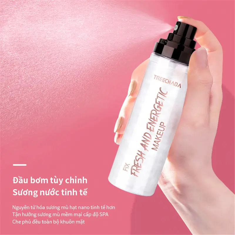 TREECHADA Bình xịt cố định lớp trang điểm Chai xịt khóa cố định lớp trang điểm giờ giữ nền lâu trôi cấp 100 ml x it 2