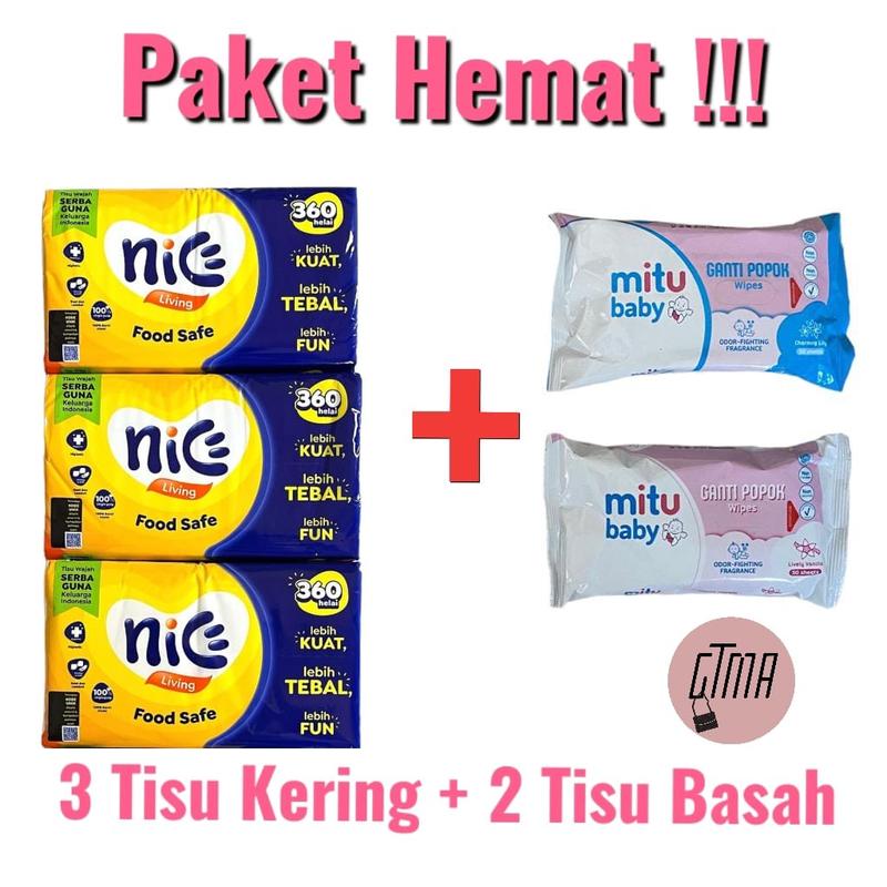 Paket Tisu Kering + Tisu Basah (Nice/Mitu) paket hemat - Shop | Tokopedia
