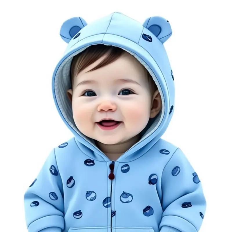 0-2 TAHUN FREE ONGKIR COD JAKET ANAK BAYI BALITA  - Jaket Bayi Baby BEAR / baby BEAR 3 WARNA / jaket anak biru merah perempuan lengan bulu Ritsleting Gray 2