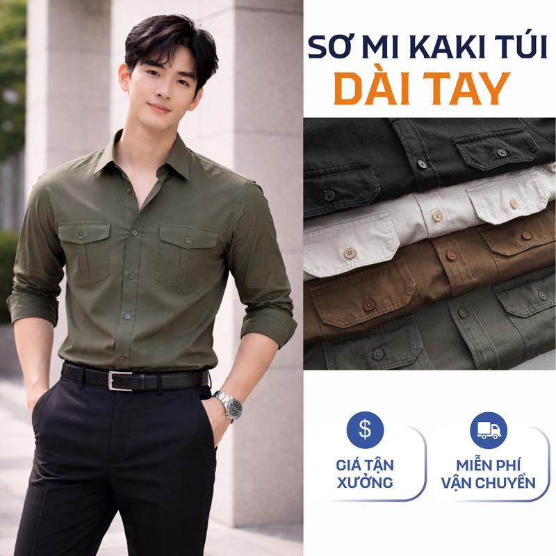 Áo Sơ Mi Nam Kaki 2 Túi Ngực Chất Vải Dày Dặn Form Slimfit Thoải Mái Mát Mẻ Menswear Cotton Thoáng Mát