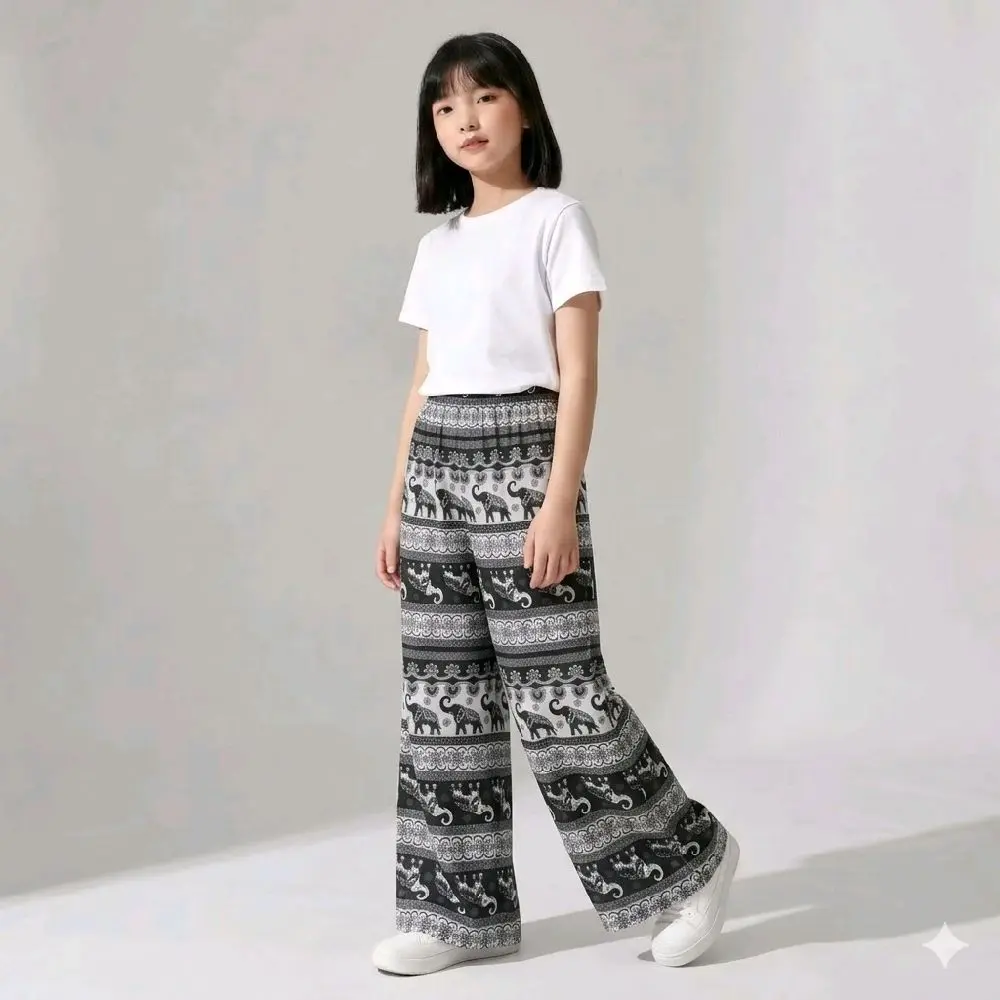 Celana Kulot Anak 7-11 Tahun Mihu Gajah / Kulot anak Perempuan & Laki-Laki Bahan Katun / Celana Anak Kulot Motif Gajah Thailand