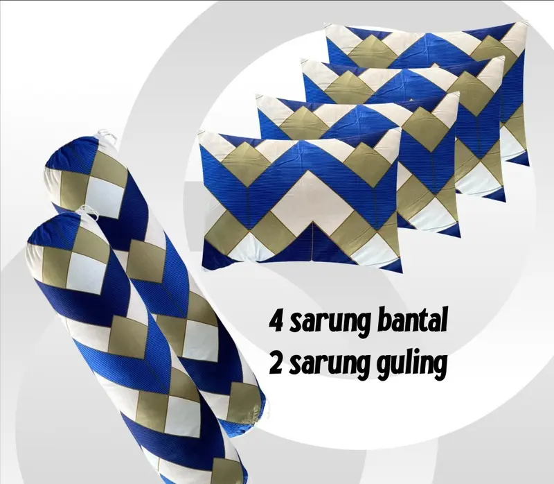 Sarban sargul isi 6pcs 4 sarung bantal dan 2 guling motif kotak kotak terbaru bahan katun halus 2