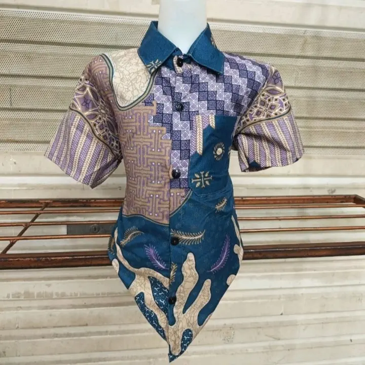 Kemeja Batik Anak Lengan Pendek Bahan Katun Mikro 7