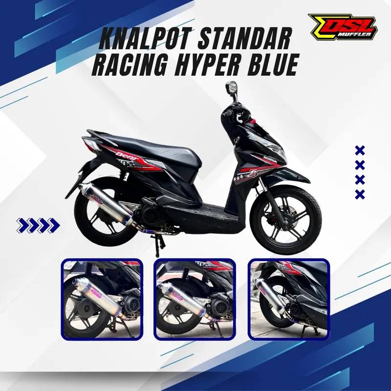 DSL Muffler - Knalpot Standar Racing Hyper Blue Edition – Suara Bass Adem Empuk 2