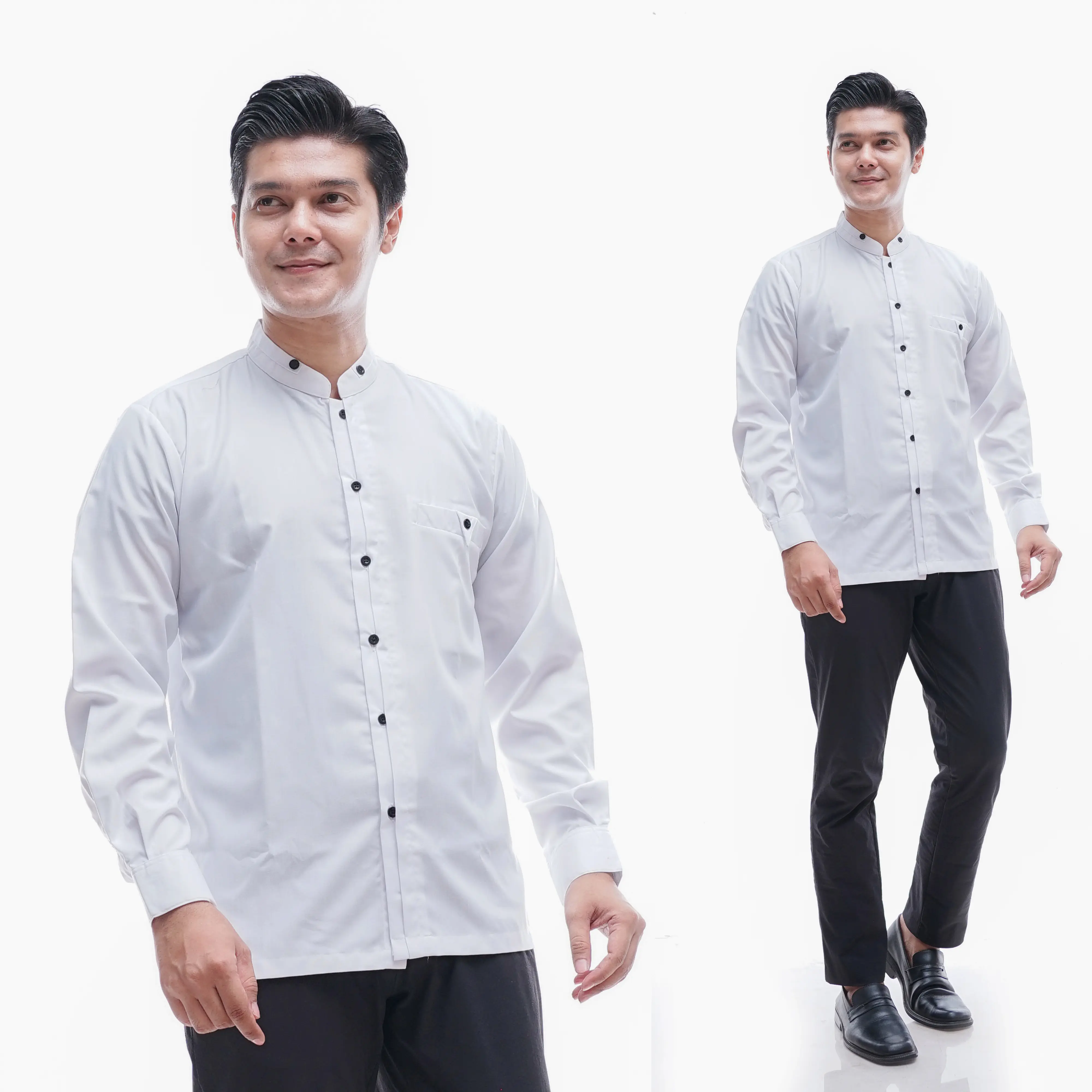 Baju Koko Dewasa KAMIL Lengan Panjang Kancing - Muslim Pria Nyaman bahan Toyobo Casual Kain Formal