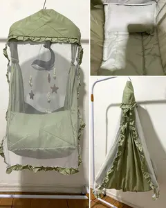 ANEKA BEDSHEET - Ayunan Bayi Berkelambu Embos Polos Bonus Bedcover dan Bantal Bayi (4in1)