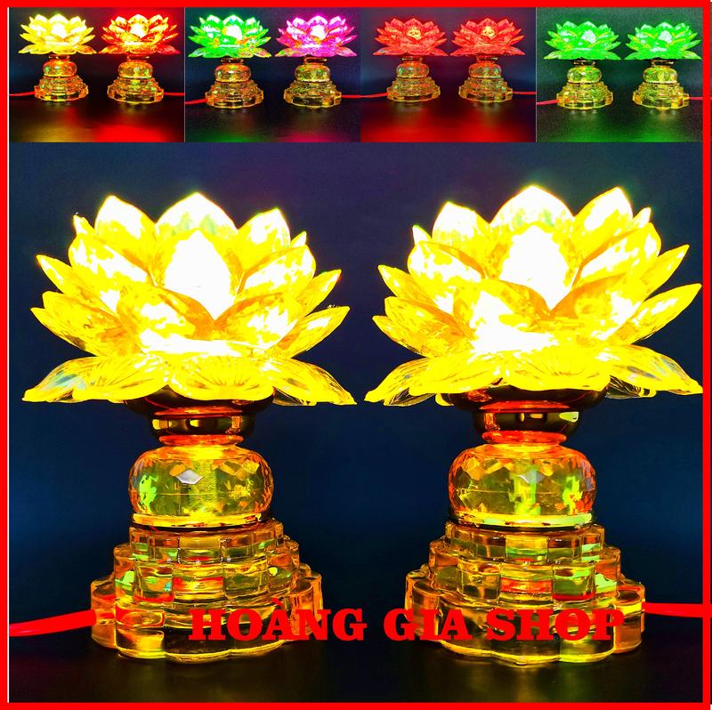 Giá 2 đèn Đèn thờ cúng hoa sen đổi màu chất lượng ánh sáng cao trang trí bàn thờ gia tiên ông bà thờ thần phật ông địa thần tài đèn trang