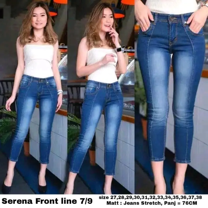 Celana Jeans 7/9 Wanita Stretch/Celana Jeans 7/9 Wanita Model Tulang Depan / Celana Jeans 7/9 Wanita Polos Cewek