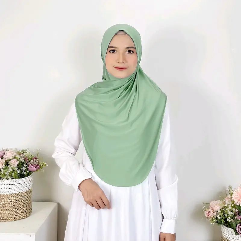 Hijab Instant Shireen Bergo Soft Pad  Oval Jersey Size L 6