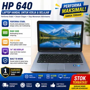 [Pre-owned] Laptop HP ProBook 640 G1 Core i5 Laptop Bisnis Murah RAM8G SSD512G  Siap Pakai Cocok Kerja & Sekolah Murah Kencang Siap Kerja Kantoran Pakai Untuk Kerja & Belajar