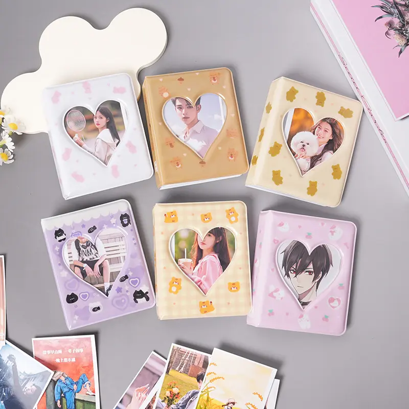 Album Ảnh Mini, 36 Bìa Góc, Kích Thước Nhỏ, Thiết Kế Trái Tim Và Rỗng, Chất Liệu PVC, Màu Tím, Đựng Thẻ Ảnh Kpop, Đóng Gáy Thẻ Ảnh Decor Da Decor Da 8