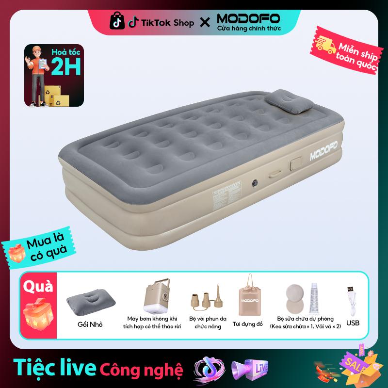  MODOFO Đệm Hơi Tự Bơm Giường hơi đơn đôi Giường bơm hơi kèm gối và bơm điện độ dày 40cm dùng ở nhà hoặc đi cắm trại 