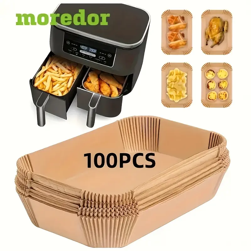 100pcs rectangular air fryer paper, absorbent paper, silicone oil paper, oven pa