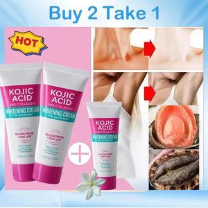 Kojic Acid & Collagen Krim Pemutihan Ketiak & Zona Peribadi Berasid Kojik: Menghidrasi, Memperlembut, Pencerahan Berpanjangan, Menyamakan Tone Kulit & Menyamarkan Flek Gelap