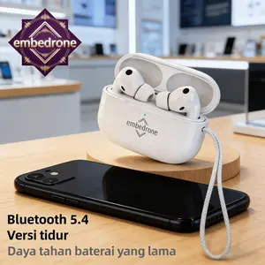 Embedrone 2026 NEW AI PHANTOM K80 TWS Earphone Bluetooth Nirkabel, Anti Air, Baterai Tahan Lama, Bass Kuat, Surround 3D, Peredam Suara Cerdas, Gaming Musik Olahraga