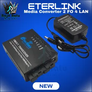 Eterlink 2 FO 4 LAN Ethernet Fiber 4 RJ45 2SC Optik Media Converter Single Mode