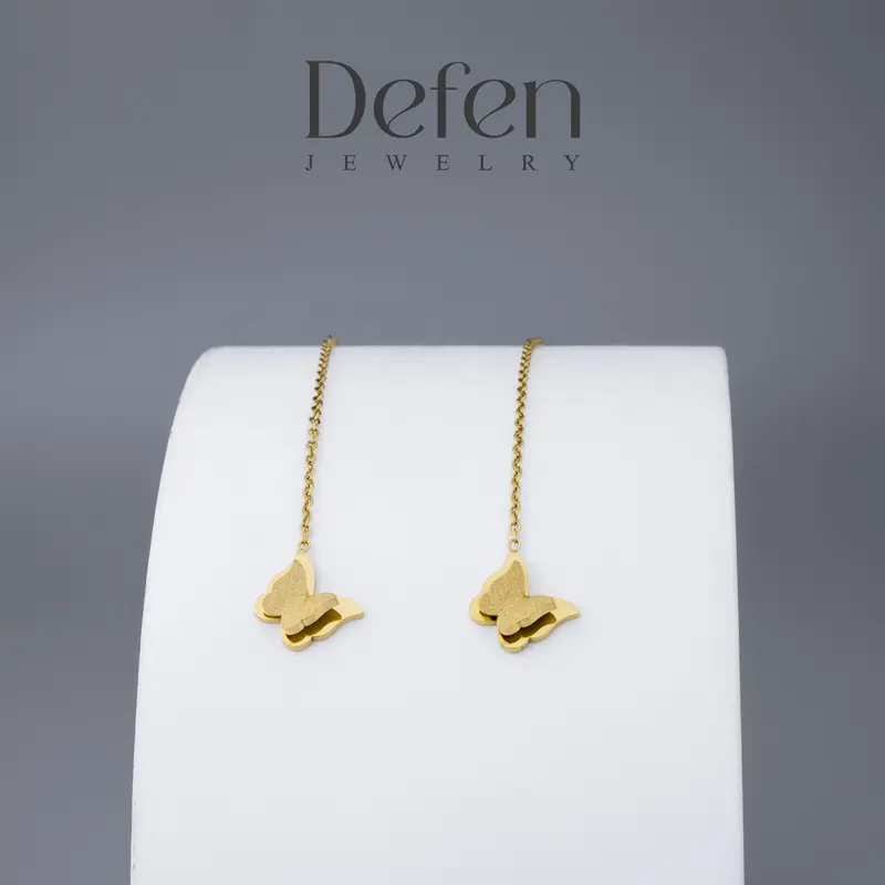Defen Jewelry - Anting Serut Titanium Wanita Anti Karat Anting Juntai Perhiasan Cewek Model Kupu Jessy 612 1